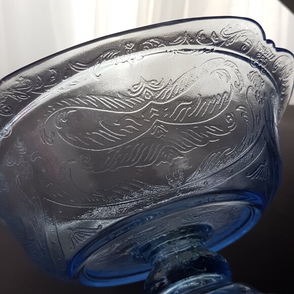 Vintage Indiana Glass Recollections Madrid Blue Pedestal Fruit Bowl - Picture 2 of 9